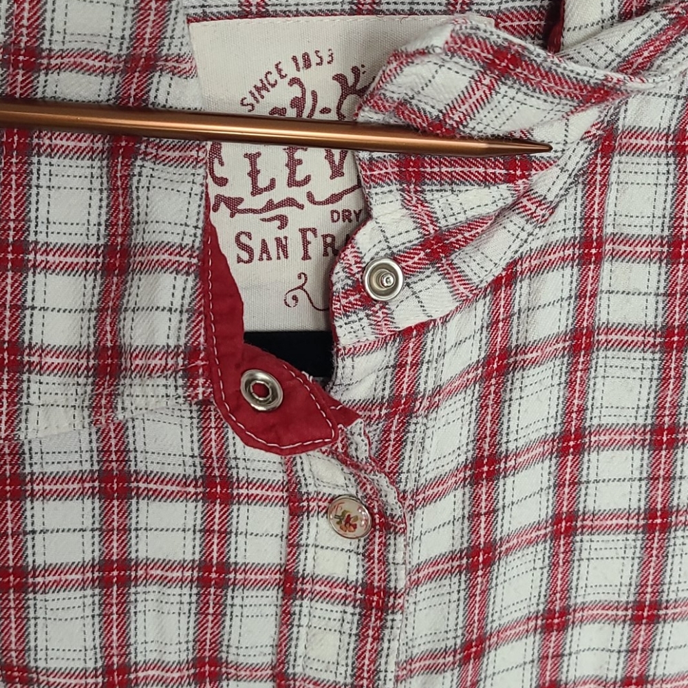 Levi's Top Long Sleeve Snap Button-Down Plaid Red Size Medium - Picture 5 of 12